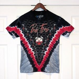 100% Cotton Liquid Blue Pink Floyd The Wall Tie Dye Men’s T-Shirt